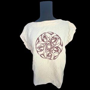 Great Condition Frank O'neil 100% Silk Abstract Animal Print Women's Top Size M